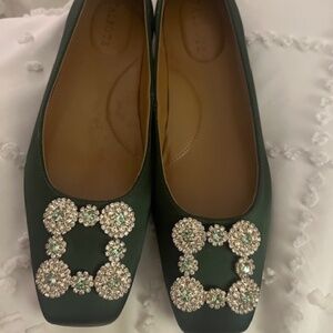 Talbots Sutton embellished flats, Dark Green, size 7 NWOB